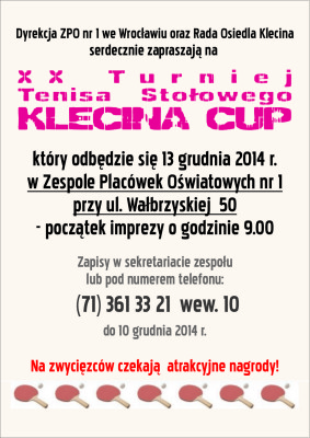 Plakat KLECINA CUP'14